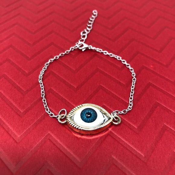NEW Silver plated evil eye adjustable bracelet - Picture 3 of 4